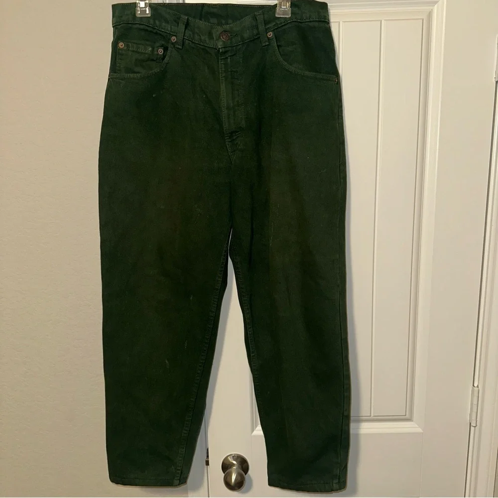 Vintage Levi’s 560 Dark Green Jeans 34x30 USA Made Tapered Fit Fall Holiday